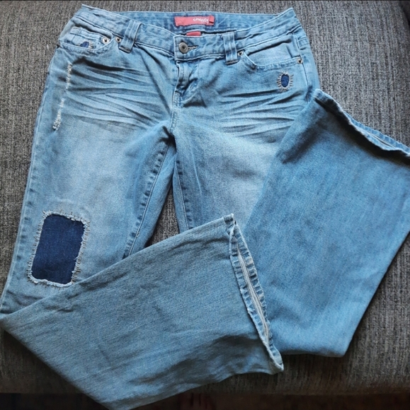 ~{Calvin Klein}~ Vintage patchwork flare jeans. - Picture 2 of 8